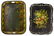 Pair of decorated iron trays. Cm 61 e cm 55