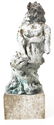 Baked clay sculpture represents a man sitting . Signed - 2
