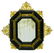 Octagonal ebonized wooden mirror with golden bronzes