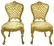 Pair of gold foil chairs, 18th century. H cm 99.