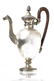 Silver 800 teapot, with horse head shaped spout -
