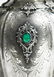 Silver vase with green stone in the center. Punch Mi, - 2