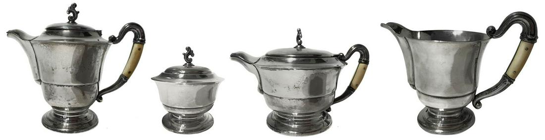 The silver set. Comprising teapot, coffee pot, milk jug (1 of 6)