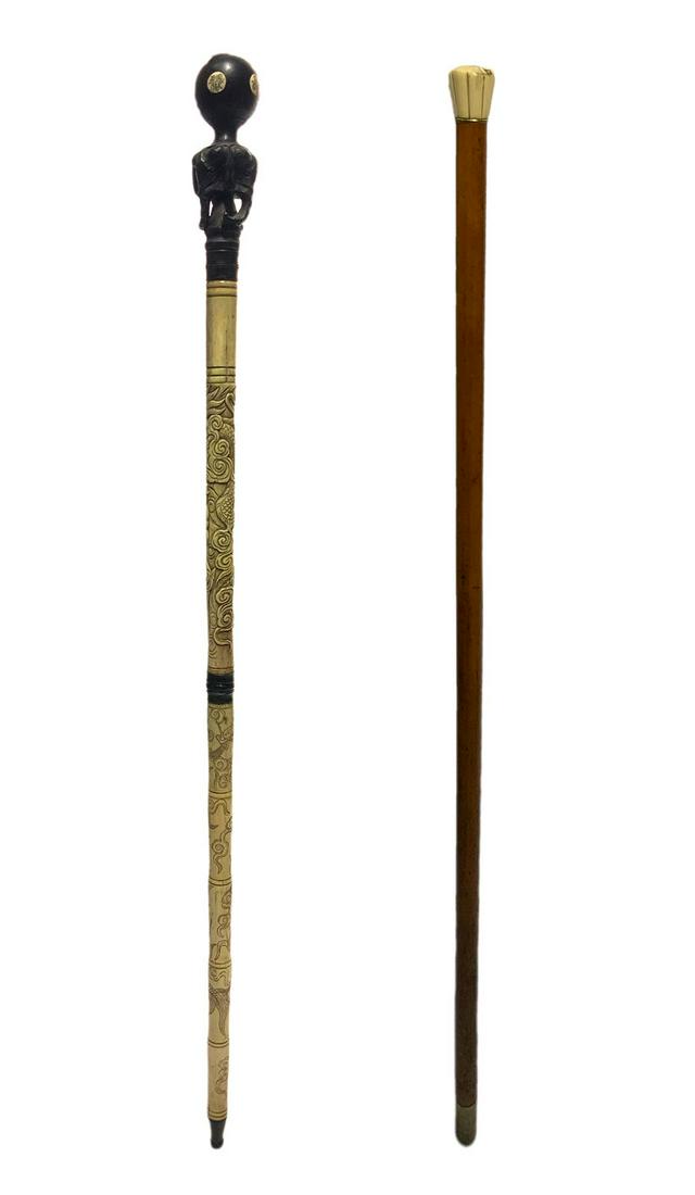 Two walking sticks. Nineteenth century. H 90 cm. (1 of 4)