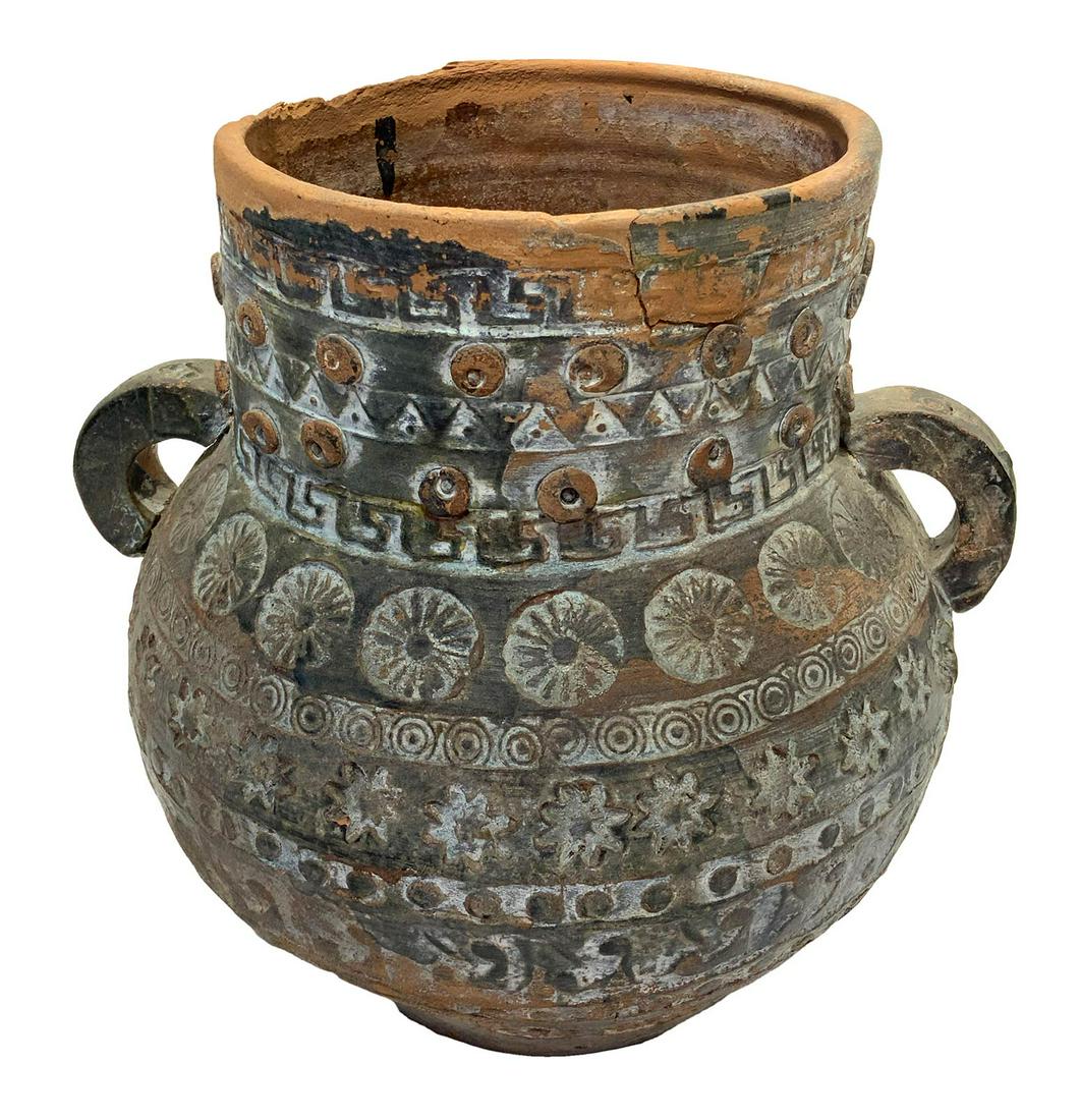 Amphora terracotta with handles decorated, Greece. 23: Amphora terracotta with handles decorated, Greece. 23 Cm.