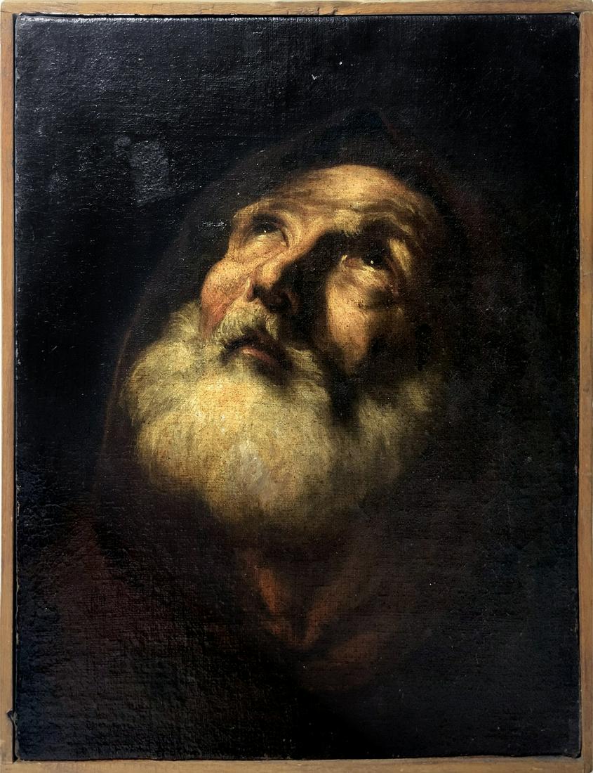 Oil paint on canvas depicting the head of St. Francis (1 of 1)