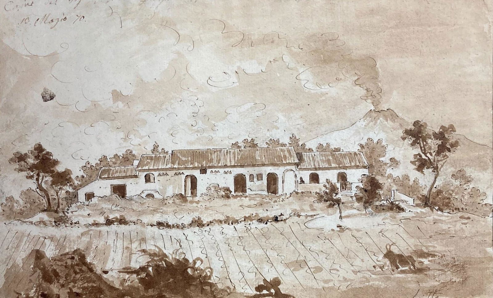 Drawing of country landscape with farm in the (1 of 7)