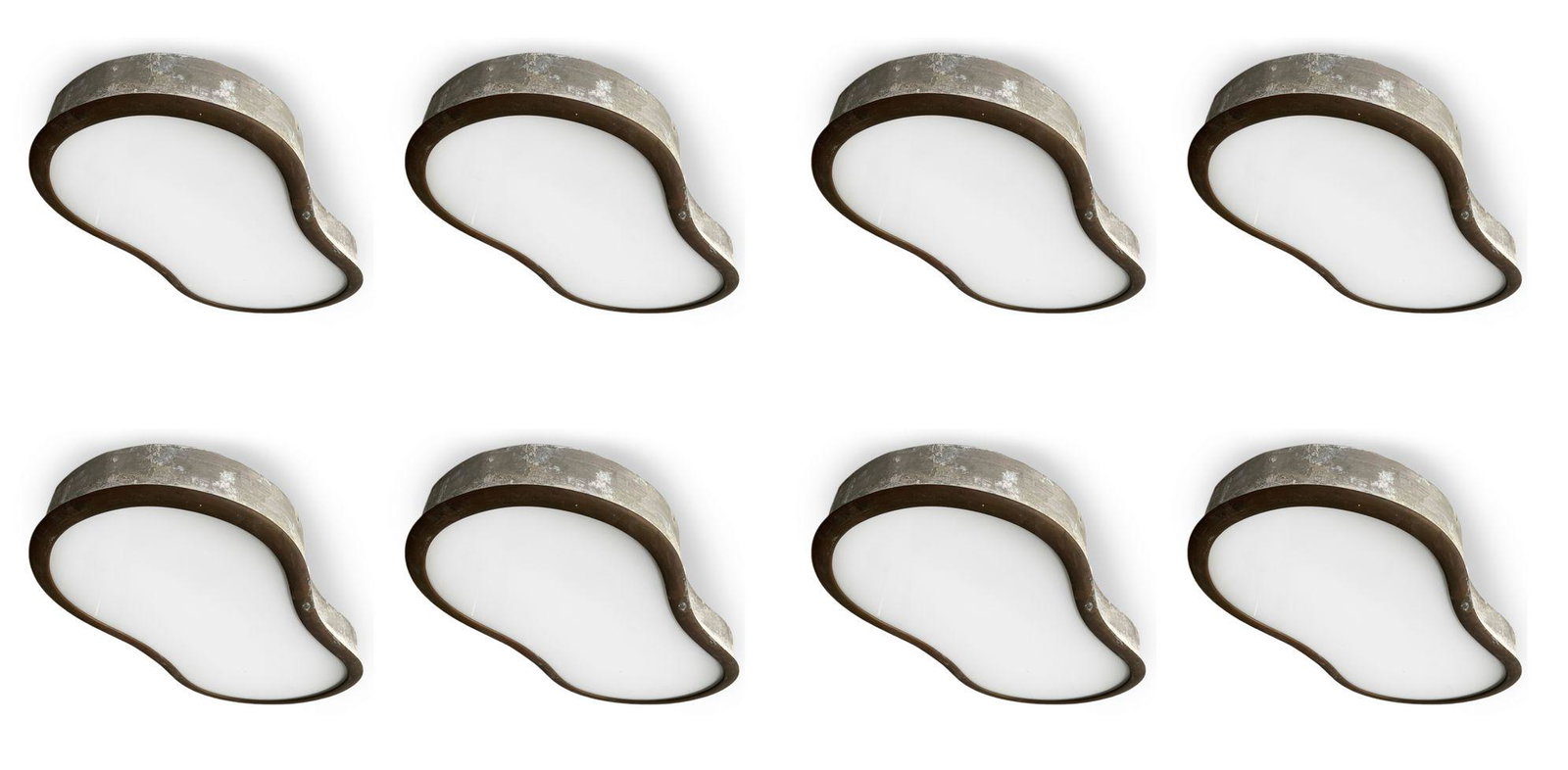 Group of 8 ceiling lamps Italian production. With brass: Group of 8 ceiling lamps Italian production. With brass structure and opal glass diffuser. Years 40. A spinning presents to the speaker.