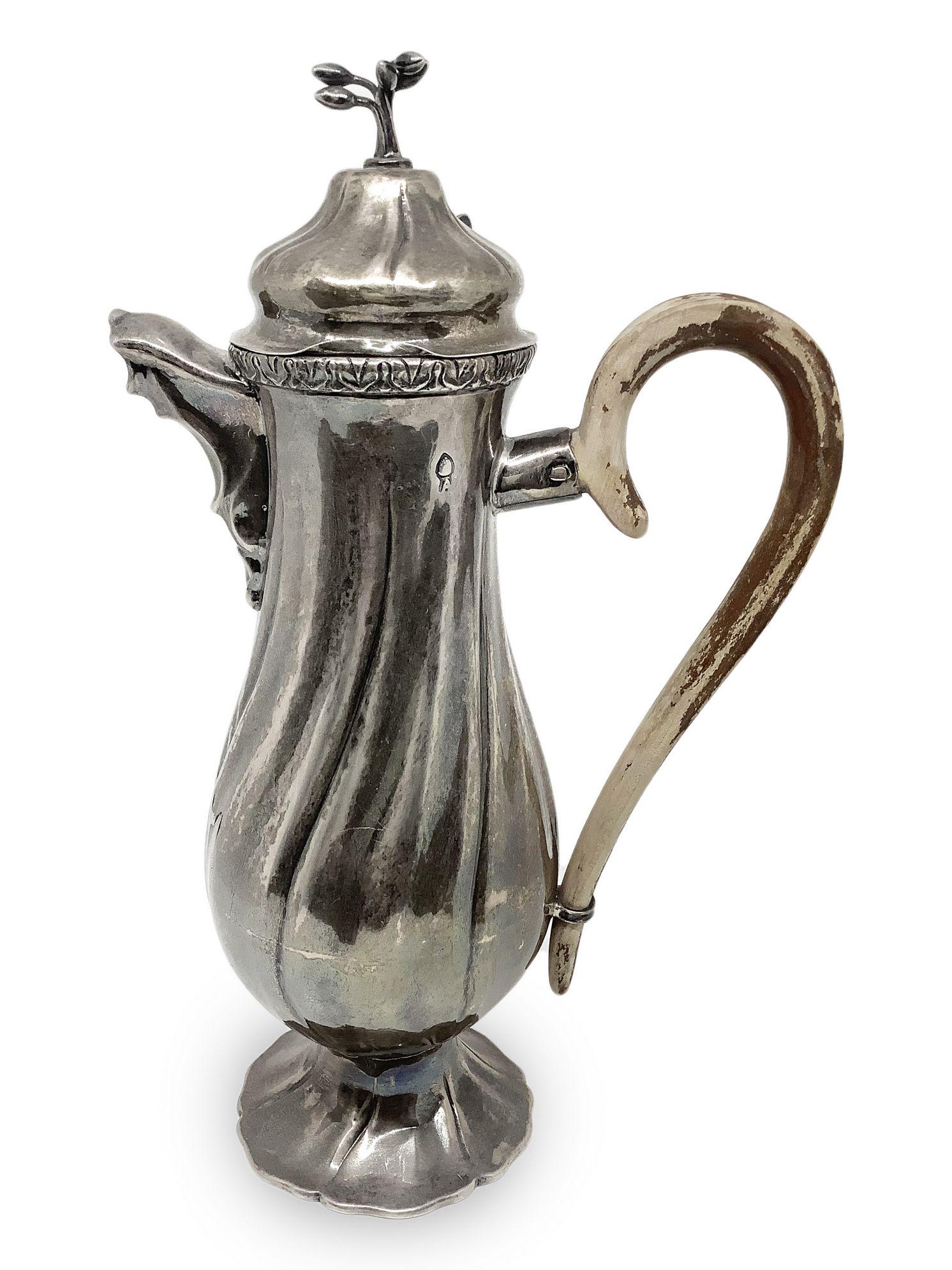 Silver teapot. Small dent in the lid. H 26 cm (1 of 6)