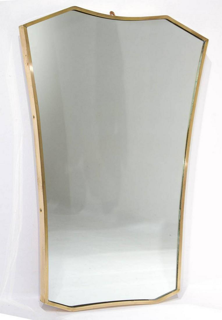 Mirror brass, 40s, style Gio Ponti. H 80x60 cm: Mirror brass, 40s, style Gio Ponti. H 80x60 cm
