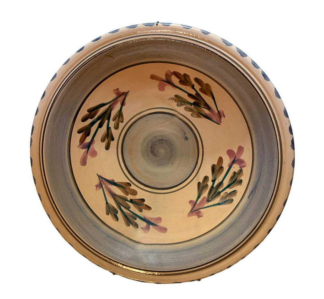 Cous cous plate, Gabes, Tunisia, 70. floral Decorated: Cous cous plate, Gabes, Tunisia, 70. floral Decorated in shades of pink. Diameter 40 cm.