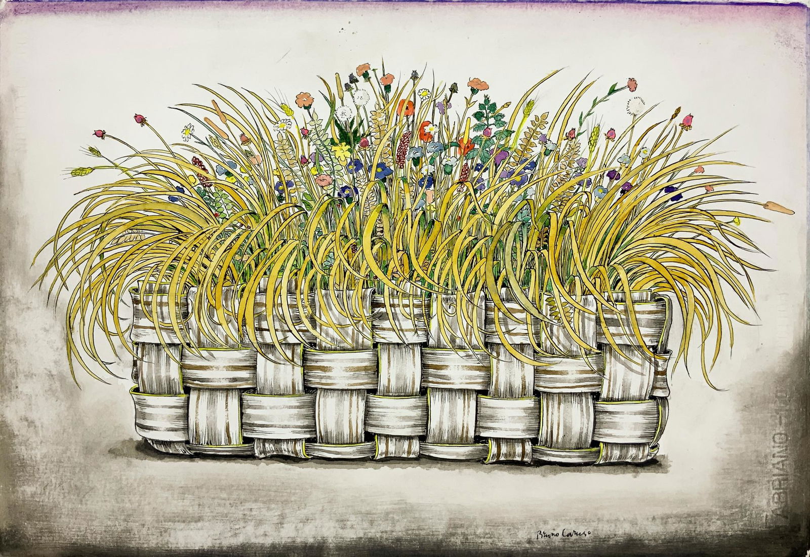 Bruno Caruso, mixed technique on cardboard depicting (1 of 3)