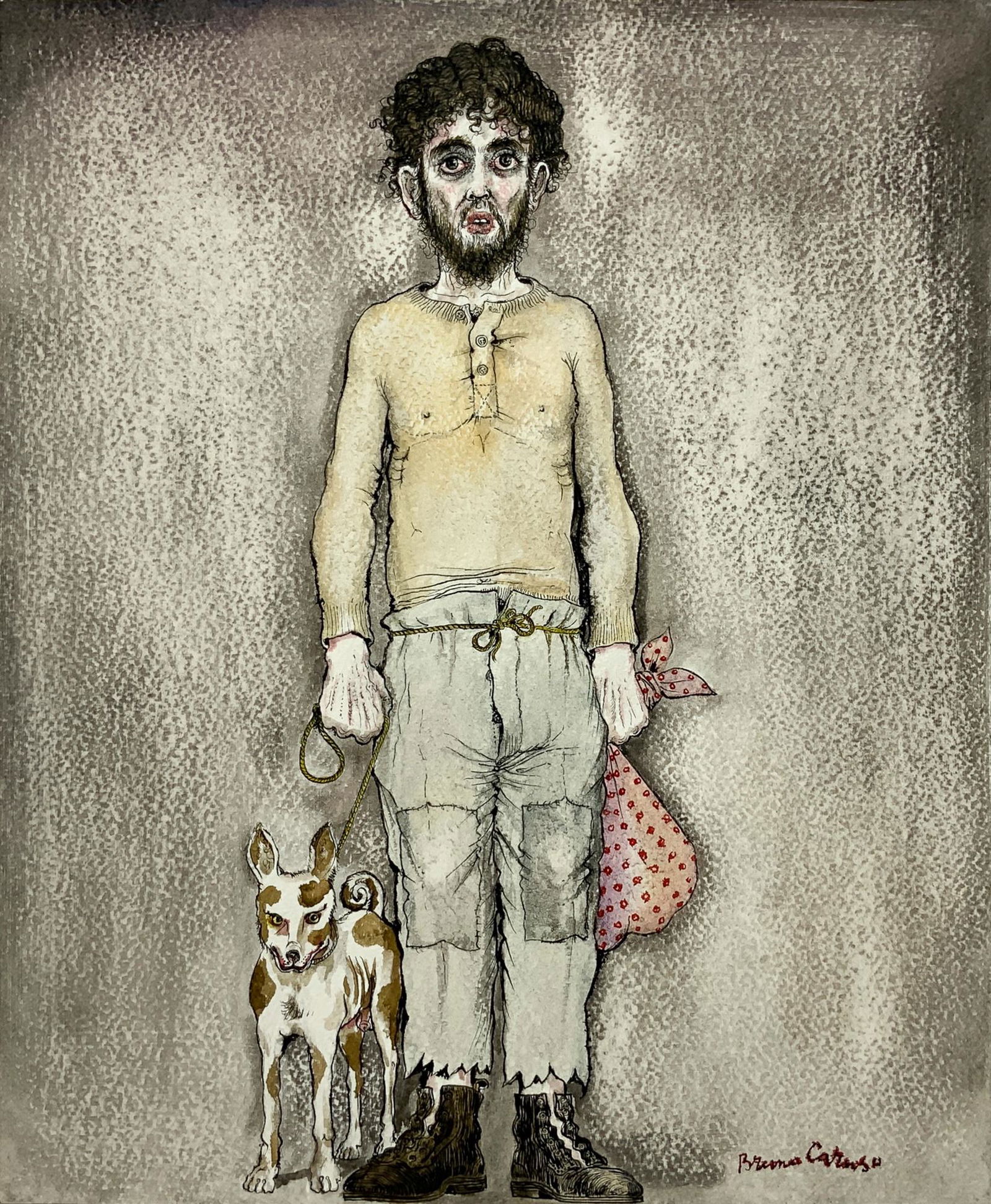 Bruno Caruso, mixed technique on cardboard depicting (1 of 3)