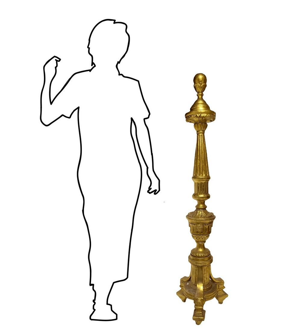 All-round golden candlestick with three-footed base., early 19th century (1 of 5)