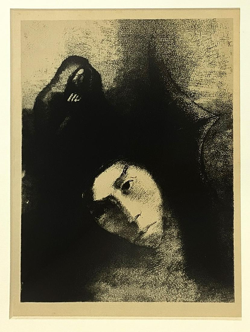 Odilon Redon (attribuito a) (French 1840-1916) - Without title: Engraving 30x23 cm, framed 48x42 cm Odillon Redon was one of the leading exponents of nineteenth-century French symbolism. He trained on the artists exhibiting at the official Salons and on ancient ar