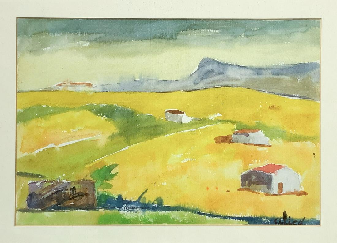 Giovanni AlicÃ² (Catania 1906-Milano 1971)  - Plain landscape with houses (1 of 4)