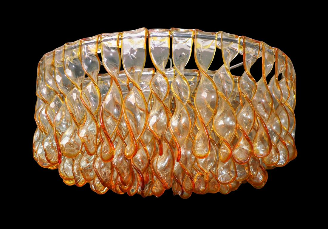 Mazzega - Platona with chromed metal structure of circular shape and transparent Torchon glass (1 of 3)