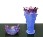 Daum France - Orchid vase and ashtray, 20th century