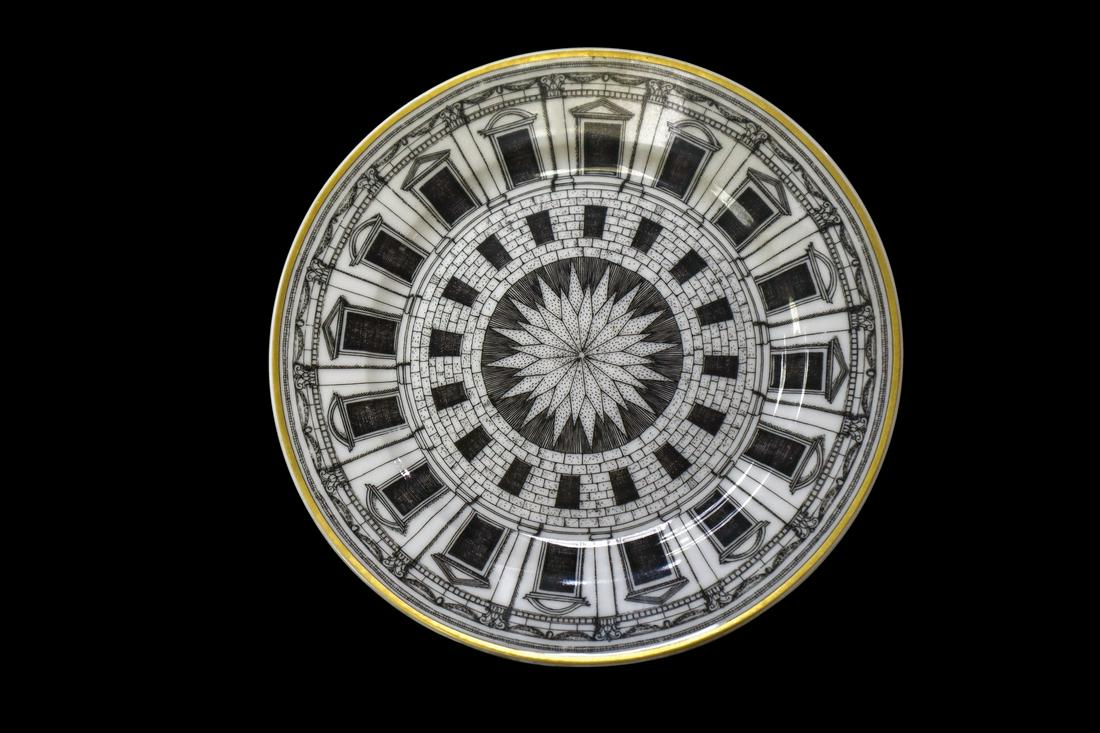 Piero Fornasetti - Decorative small porcelain plate, Series: Palladiana: Diameter 17cm
