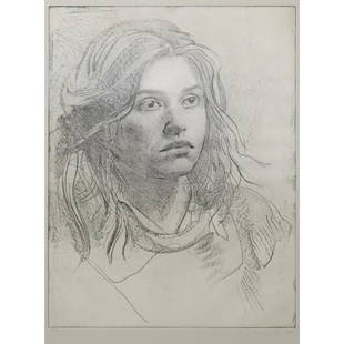 Pietro Annigoni (Milano 1910-Firenze 1988) - Susanna, 1974-75: Soft wax engraving H 87 x 69 cm, in frame H 105 x 87 cm Signed on the lower right, numbered 51 of 120 lower left, signed and authenticated by Torcular di Milano on the back.