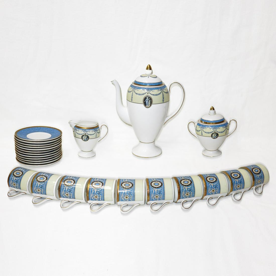 Wedgwood Made in England - Coffee service mod. Madeleine, 90's: 10 coffee cups, 10 saucers, sugar bowl, milk jug, coffee pot.