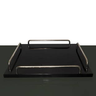 Aldo Tura (1909-1963) - black parchment tray, 1960: cm 36x36 Signs of use