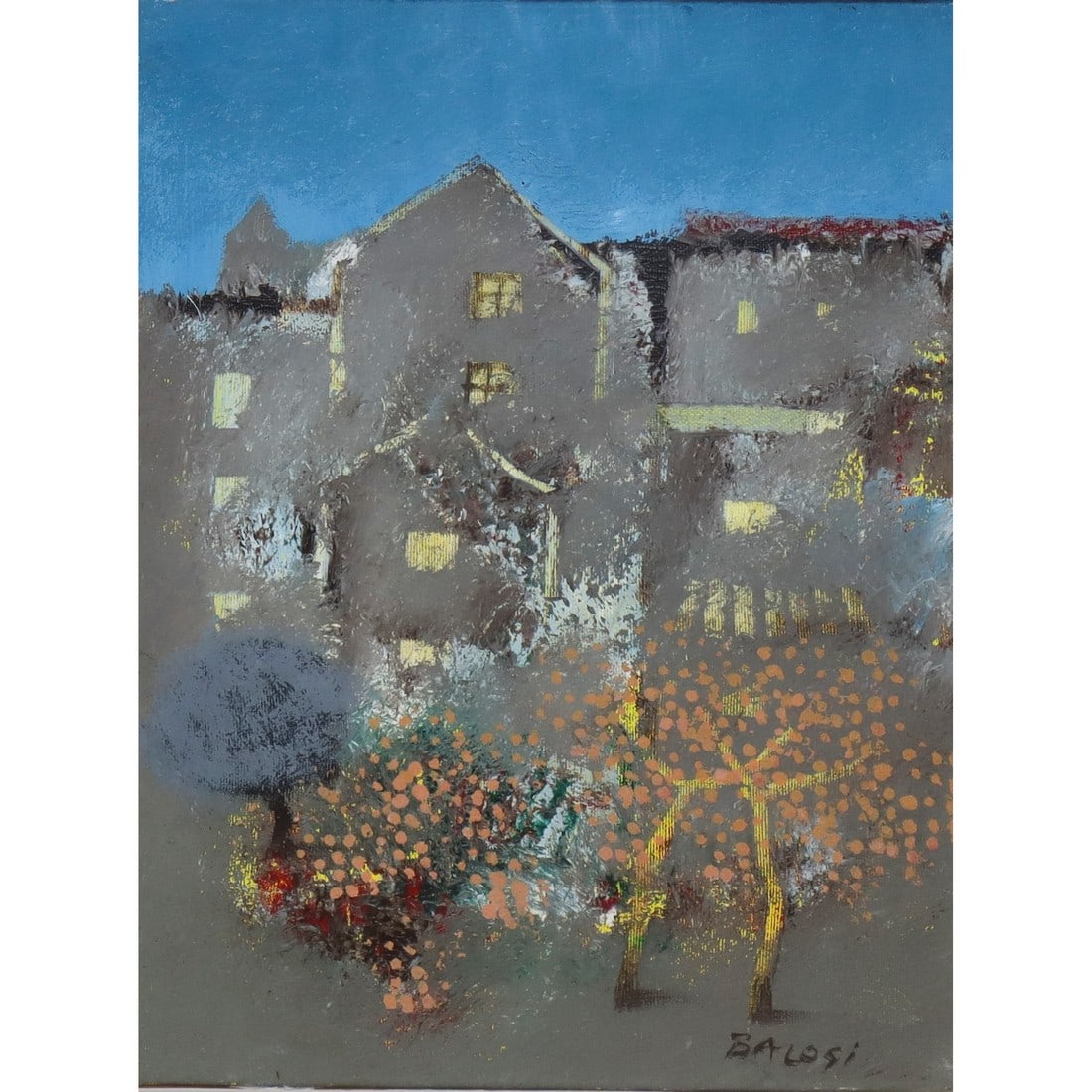 Manlio Bacosi (Perugia 1921)  - Landscape of houses with trees, 1981 (1 of 4)