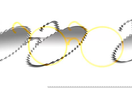 Wall lamp shaped like glasses, Italian production in the style of Lapo Binazzi, 80s: Diameter 30 cm, depth 20 cm, length 90 cm Structure in tubular metal lacquered in shades of yellow, mirror diffusers. Shows signs of use.