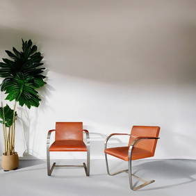 Mies van der Rohe per Knoll - Pair of armchairs mod Brno, chromed with seat and backrest in (1 of 3)