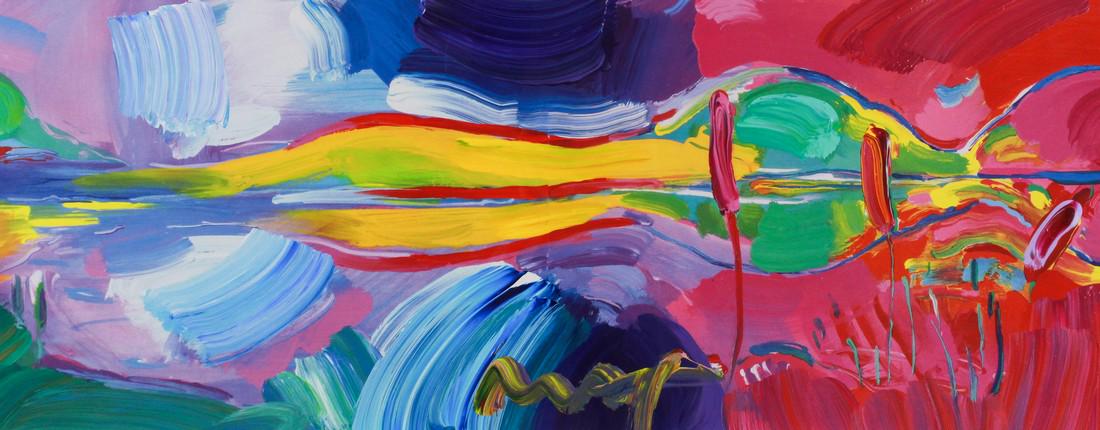 Peter Max - Four Seasons Series - "Winter" - Signed: Peter Max's Four Seasons Series "Winter" - mixed media - signed Dimensions: Art Dimensions: 11" x 29" - Frame - Dimensions: 25.5" x 43" Professionally appraised. 100% Authentic with a full money back