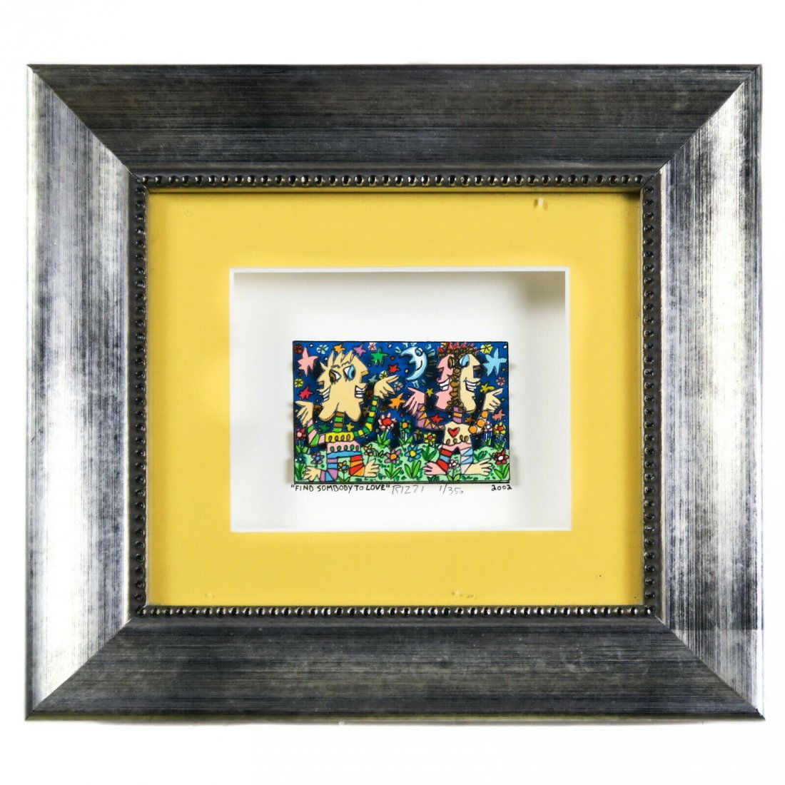 James Rizzi - 3D - art - Find Somebody To Love - 1/550: James Rizzi - 3d - art - Find Somebody To Love - Details: limited edition - item # DLOM4 - Measurements: Art: 3" x 2" / Frame: 9.5" x 8.75" - Condition: Good Condition - 100% Authentic or your money b