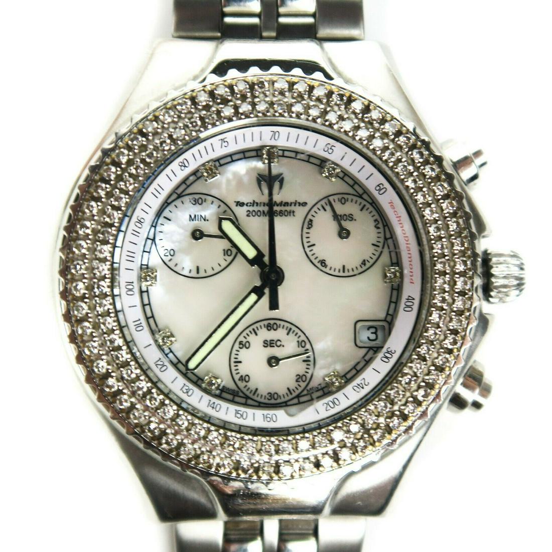 TechnoMarine - Diamond Watch Womens Stainless Steel: TechnoMarine - Diamond Watch Womens Stainless Steel Silver Link White 200M Details: - silver link band - silver tone hardware - analog displa - white face - item # SPIT31 Condition: Excellent Conditio