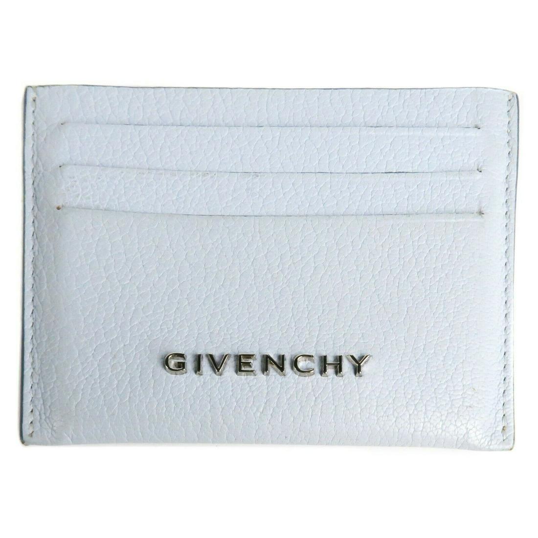Givenchy - Wallet - Cardholder - Light Grey Blue: Givenchy - Leather Cardholder Wallet Color: Light Grey-Blue Material: Leather ------------------------------------------------------------ Details: - 3 card slots - silver-tone logo - item #ShM26 Cond