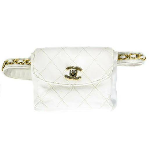 Chanel Belt Bag White Leather Gold Chain CC Logo Apr 17, 2020 Luxury Resale Network in MA