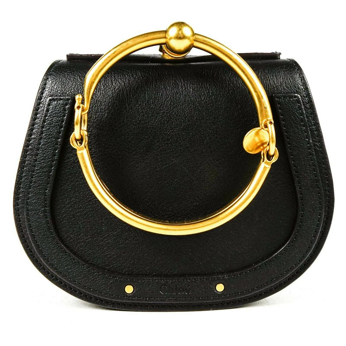 Chloe - Black Leather Nile Bracelet Crossbody Shoulder: Chloe - Black Nile Bracelet Crossbody Bag - Small Color: Black Size: Small Material: Leather ------------------------------------------------------------ Details: - gold toned hardware - bracelet hand