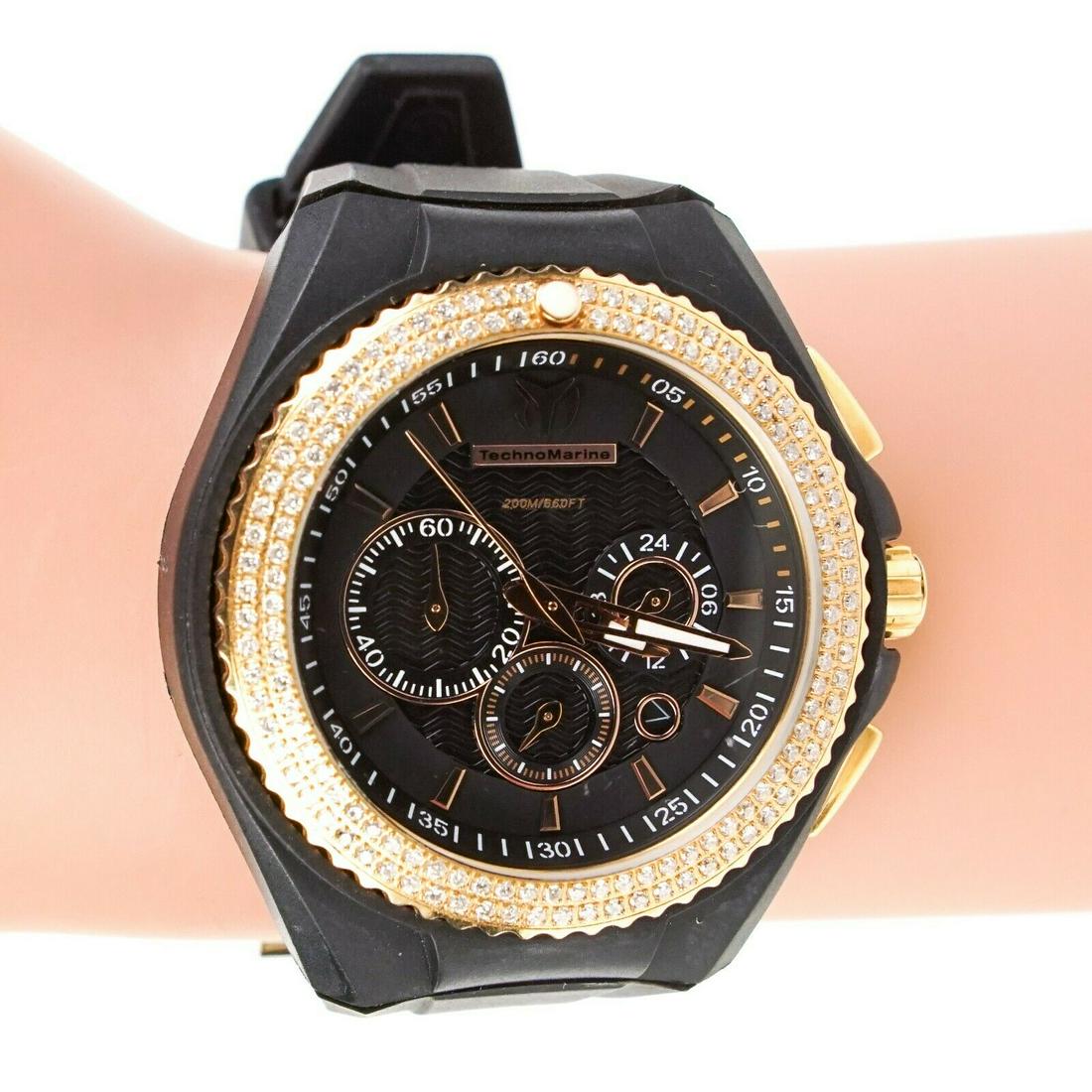 TechnoMarine Diamond Watch - Womens Jellyfish Cruise -: TechnoMarine Diamond Cruise Watch Color: Black and Gold Material: Rubber - Diamond - Stainless Steel ------------------------------------------------------------ Details: - gold-tone bezzle - circle f