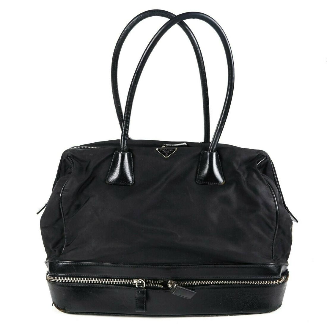 Prada - Doctor Bag - Black - Nylon - Leather - Medium -: Prada - Doctor Bag - Black - Nylon - Leather - Medium - Bottom Zip Color: Black Material: Nylon & Leather ------------------------------------------------------------ Details: - Bottom zipper - Pocket