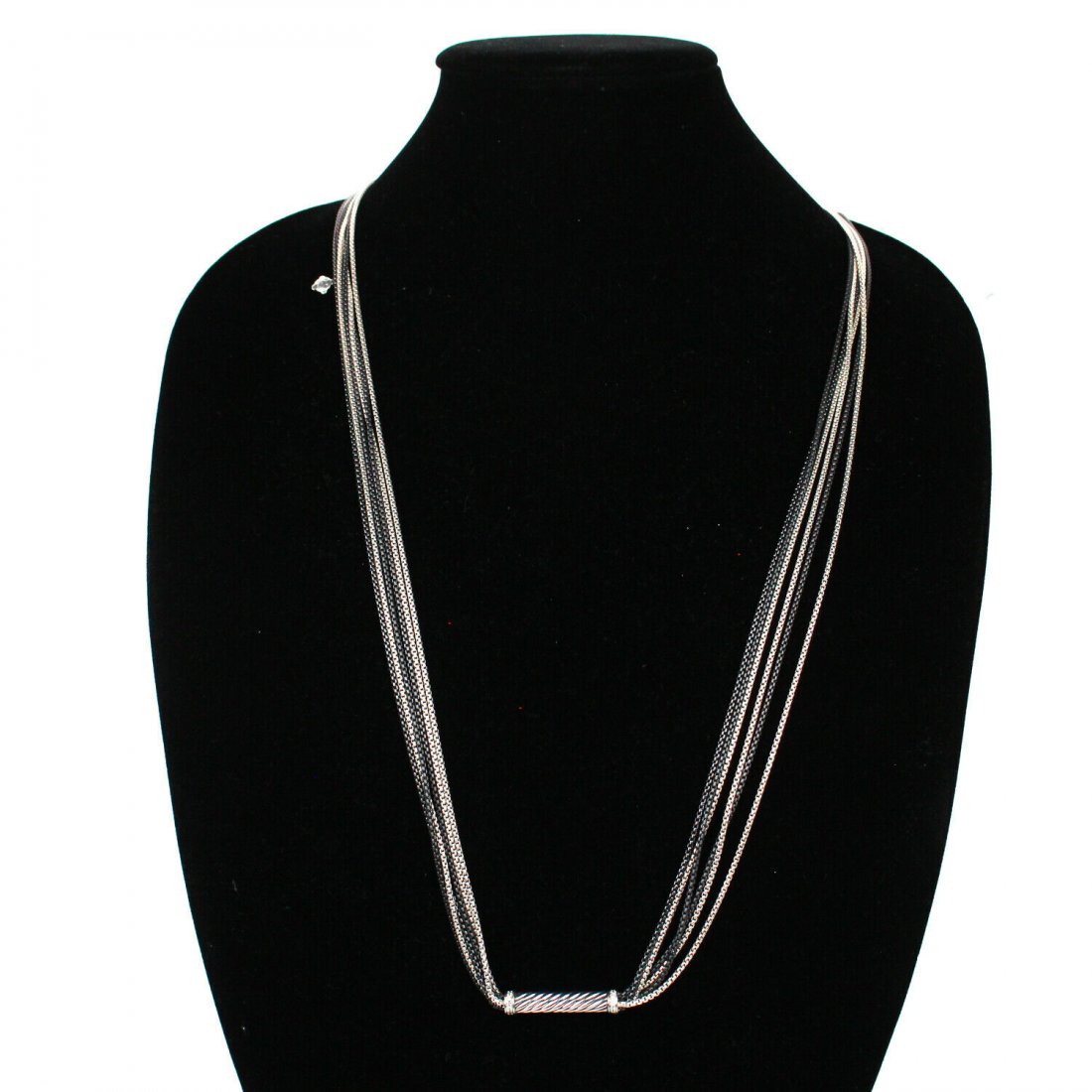 David Yurman - Diamond Silver & Black Multi Strand Neck: David Yurman - Diamond Silver & Black Multi Strand Necklace Color: Silver & Black Material: Diamond - Sterling Silver ------------------------------------------------------------ Details: - long - ite