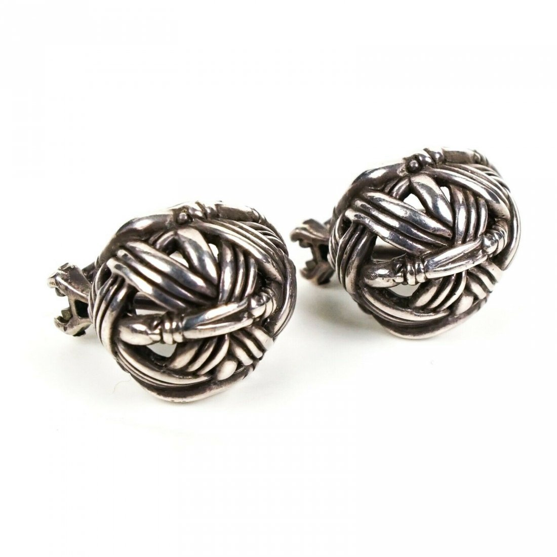 John Hardy - Braided Wrap Stud Earrings - Silver - Gold: John Hardy - Braided Wrap Stud Earrings - Silver - 18K White Gold Color: Silver Material: 18K White Gold ------------------------------------------------------------ Details: - braided design - studs