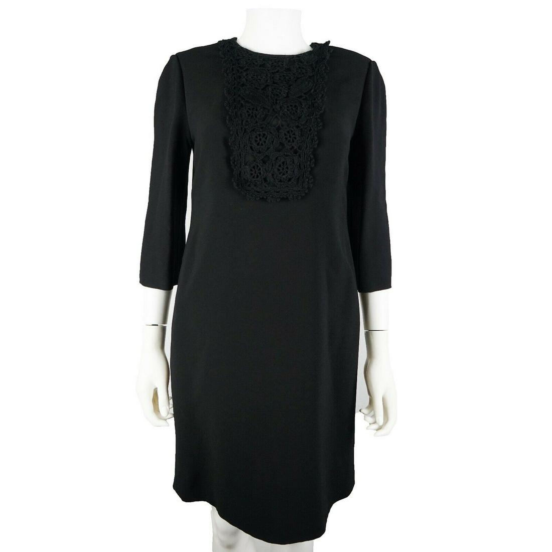 Prada - Black Crochet Dress - US 9 - IT 40: Prada - Dress - Crotchet Size: US 8 - IT 44 Color: Black ------------------------------------------------------------ Details: - long sleeve - crotchet detail - item # JPH41 Condition: Like New - gent