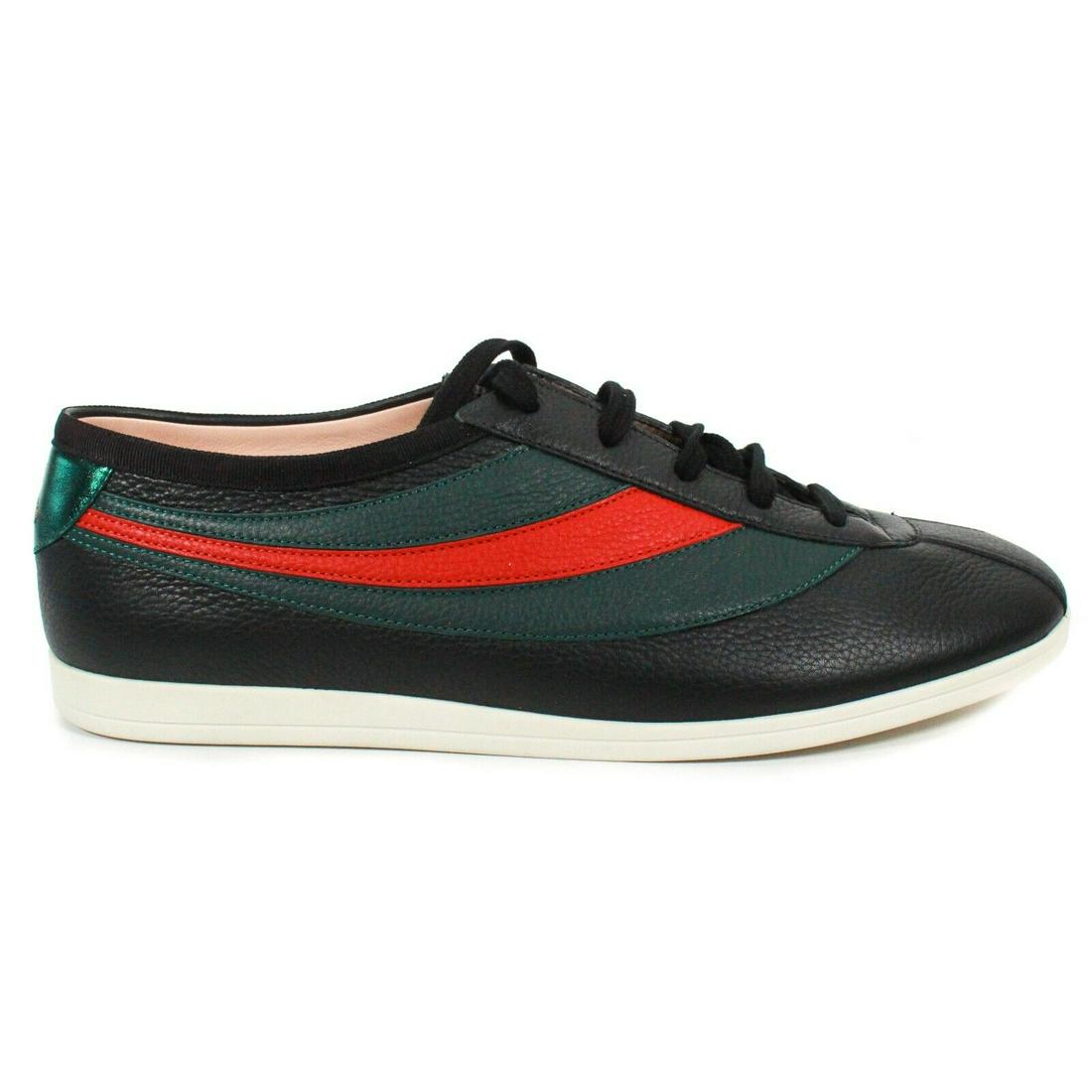 Gucci - NEW Bee Black Leather Sneakers - Men's US 11: Gucci - NEW Bee Black Leather Sneakers - Red and Green Stripe Size: Men's US 11 - IT 10 Color: Black - Green - Red Material: Leather ------------------------------------------------------------ Detail