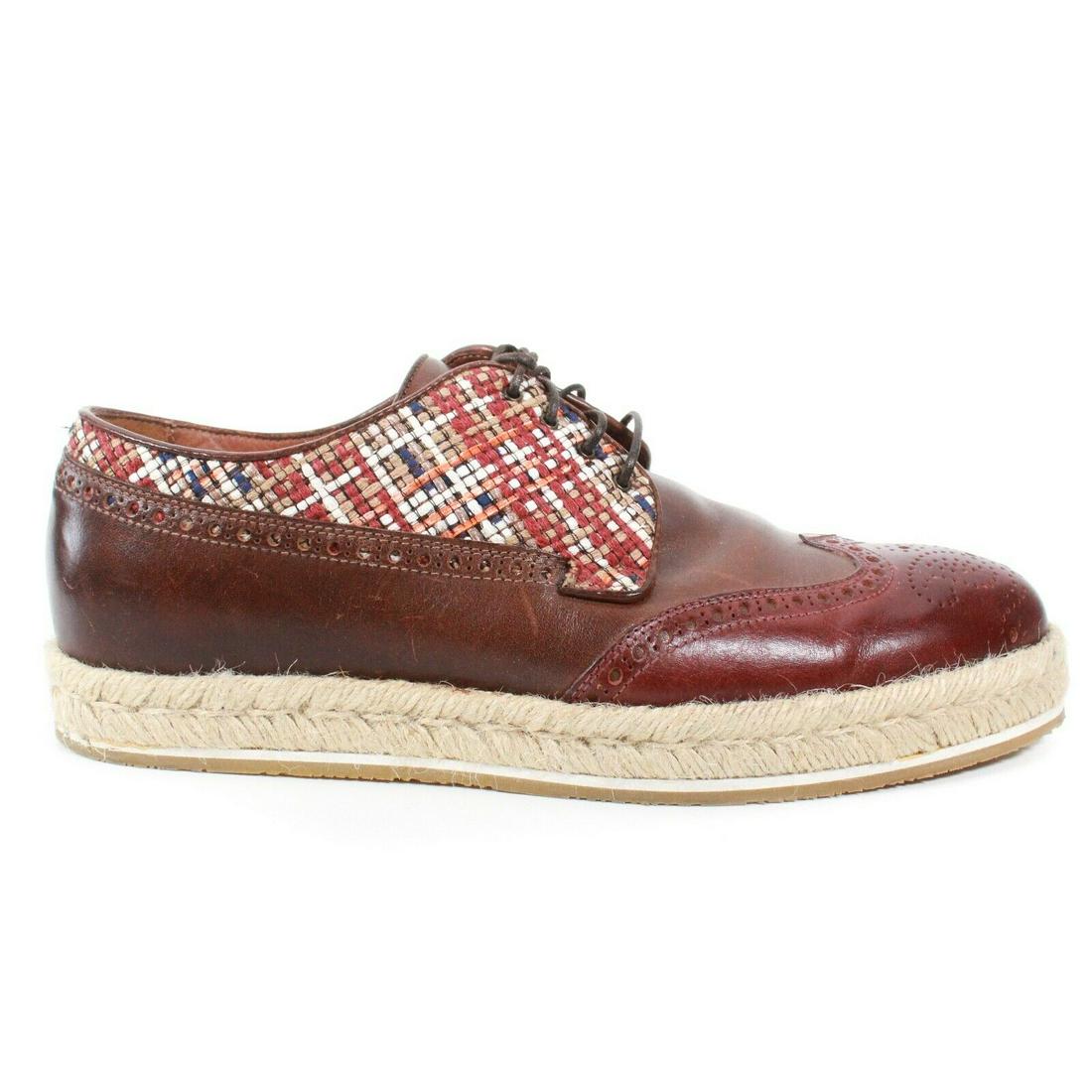 Etro Shoes - Loafers - Espadrilles - Men's US 9 - 42: Etro Shoes - Loafers - Espadrilles Size: US 9 - 42 - Mens Color: Brown, Maroon Material: Leather ------------------------------------------------------------ Details: - Woven Detail - item #MLUP3 Cond