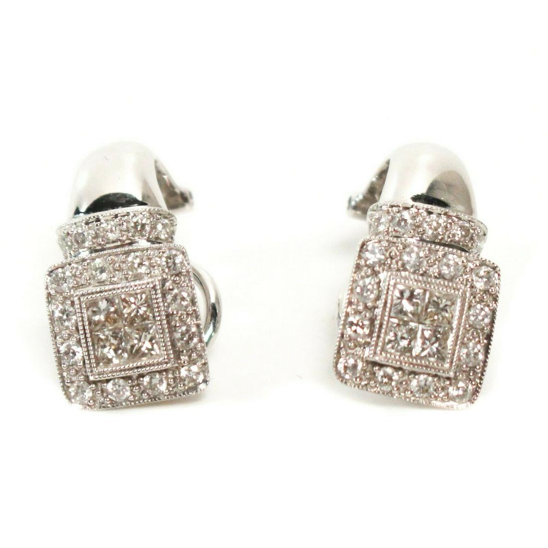 Fine Jewelry - Square Earrings Color: Silver: Fine Jewelry - Square Earrings Color: Silver Material: 18K White Gold, Diamonds Size: TCW 1.5 ------------------------------------------------------------ Details: - lever back - ridges - item #PFRA55