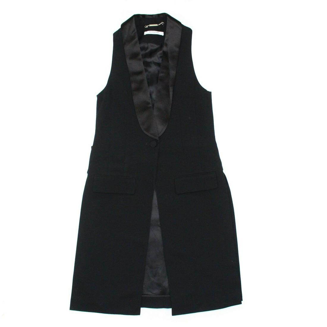 Givenchy - Black Long Blazer Dress - Sleeveless - 36 -: Givenchy - Black Long Blazer Dress - Sleeveless - 36 - US 4 Color: Black Material: 100% Wool Size: US 4, IT 36 ------------------------------------------------------------ Details: - item #JTHU31 Cond