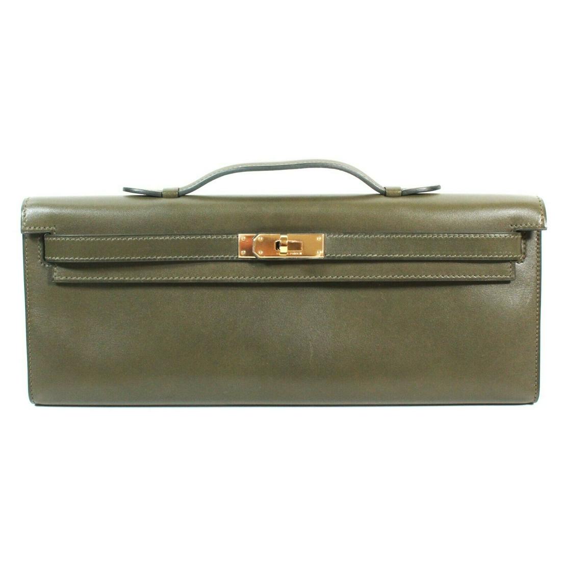 Hermes - New - Kelly Cut Clutch Pochette - Olive Green (1 of 4)