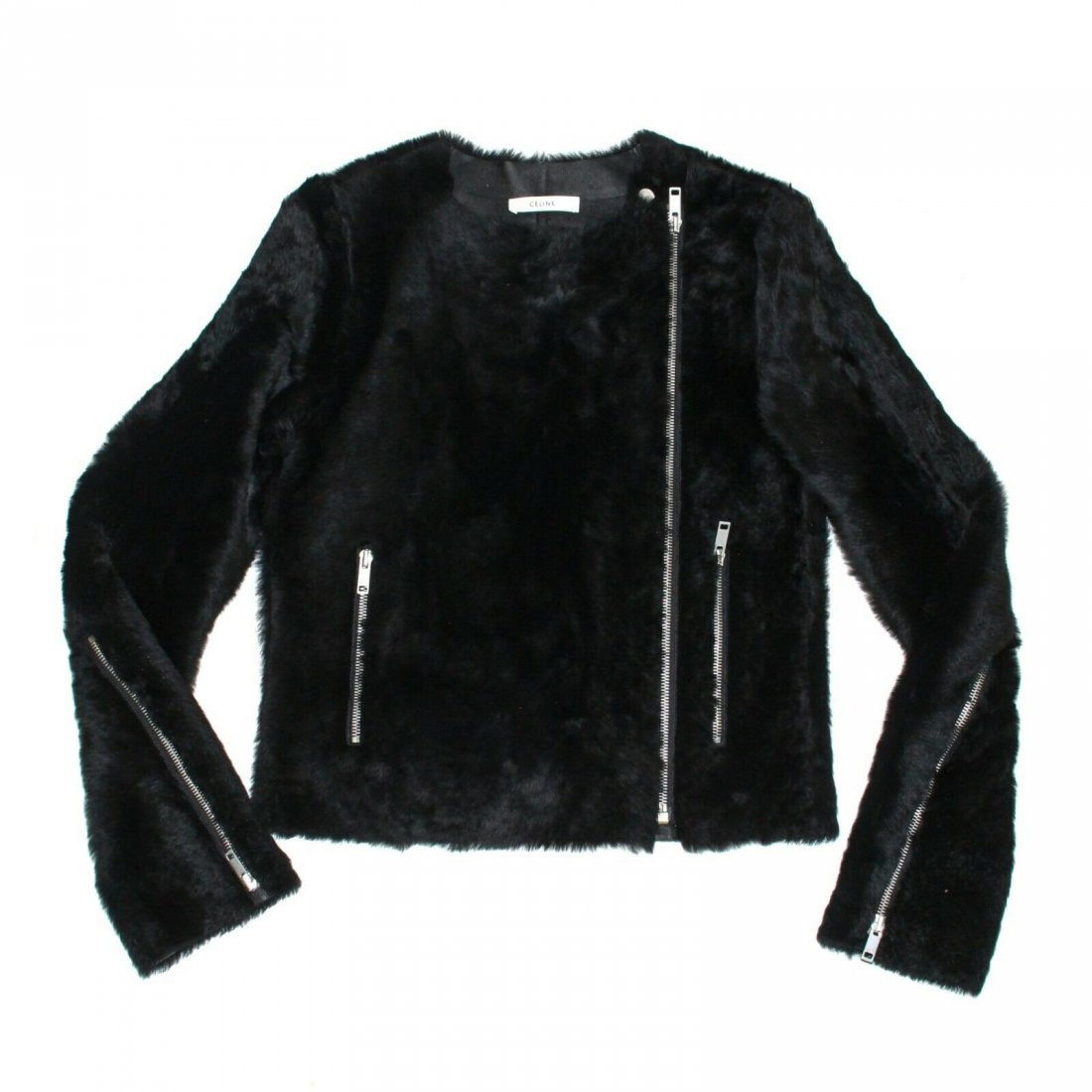 Celine - New - Fur Shearling Leather Jacket - Charcoal (1 of 4)