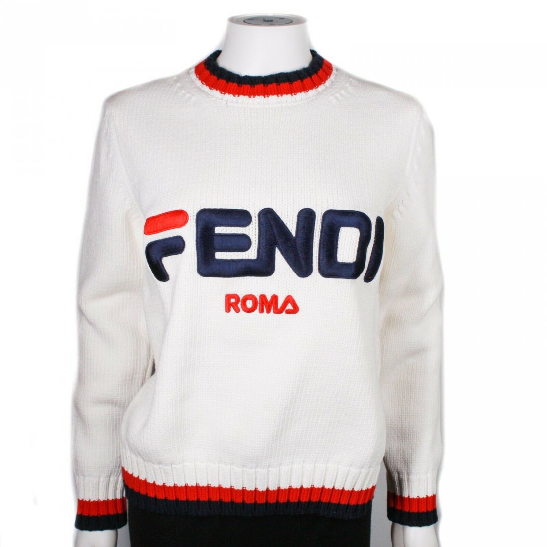 Fendi - New - Iconic Logo Sweater - White Crew Neck - (1 of 4)