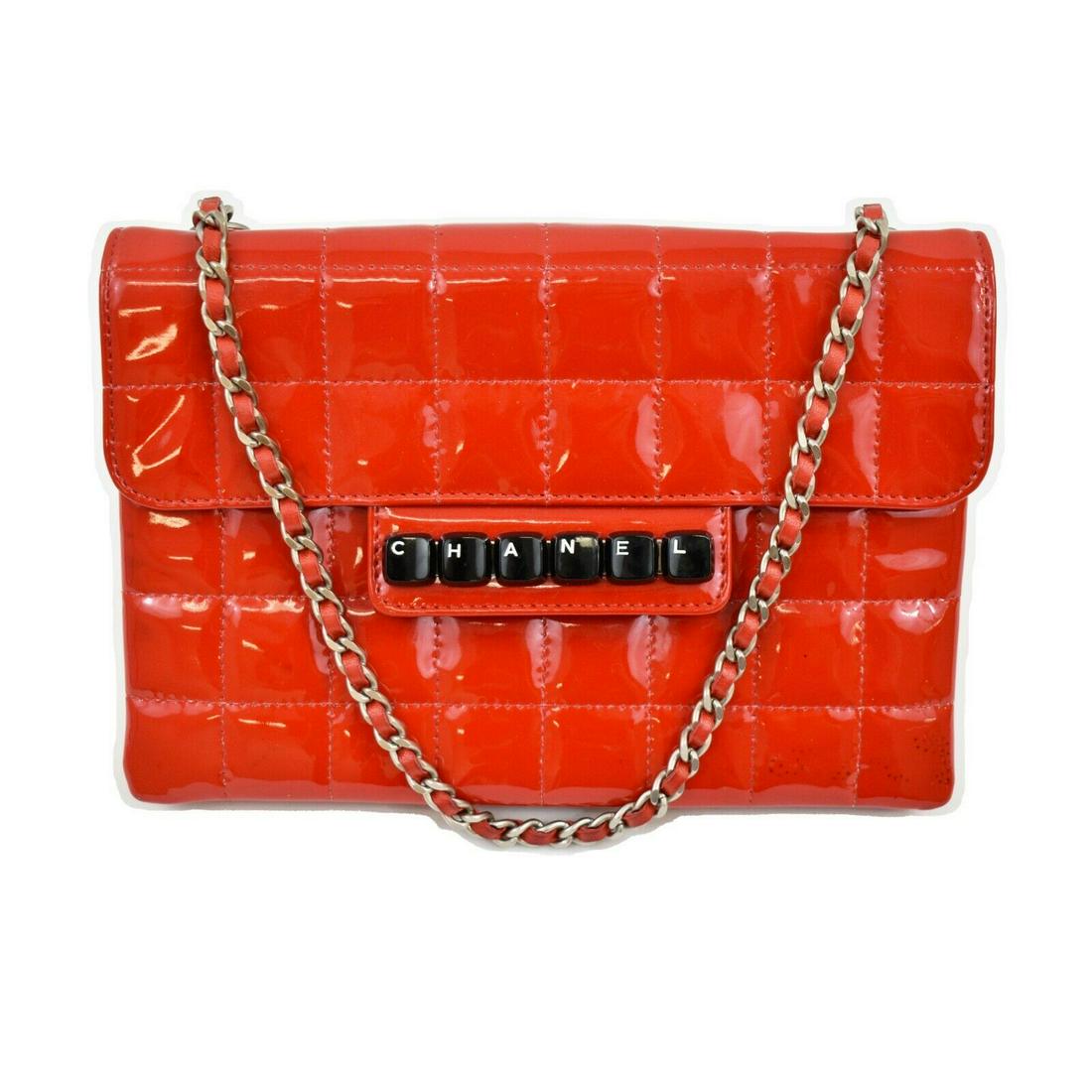 Chanel Patent Leather Keyboard Chocolate Bar Flap Bag (0032) on Dec