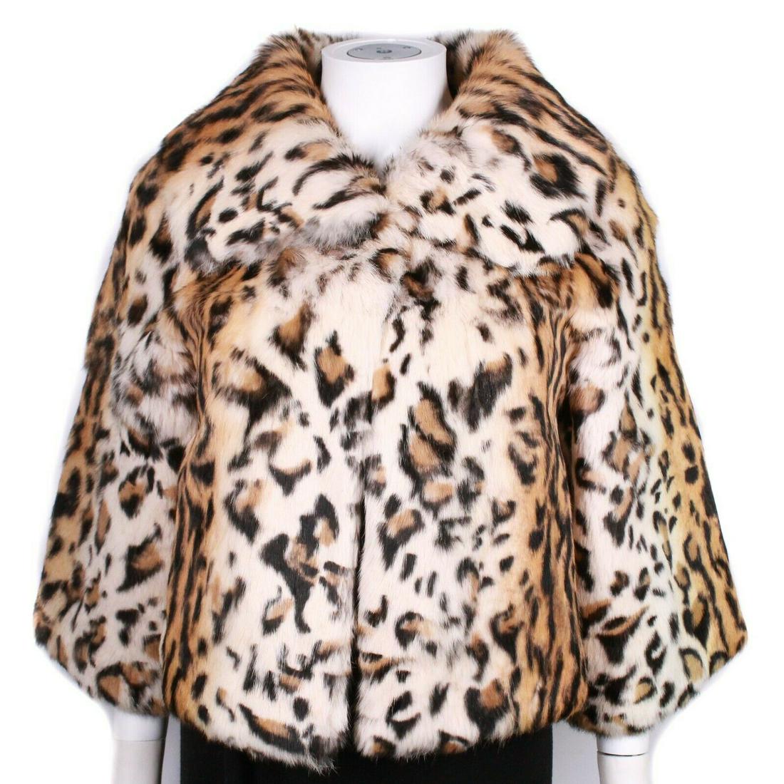 Yves Salomon Leopard Print Rabbit Fur Jacket Cropped (1 of 10)