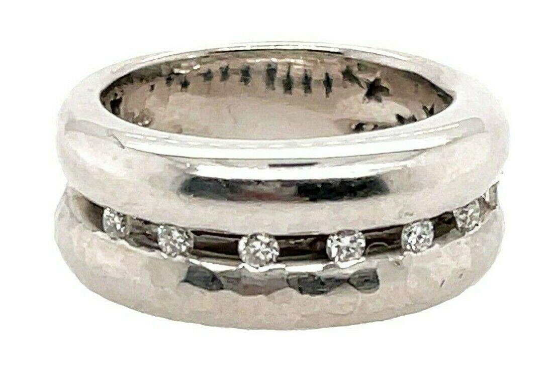H. Stern - Diamonds on Hammered 18K White Gold Double Dome Band Ring 0.2C / 7.05 (1 of 10)